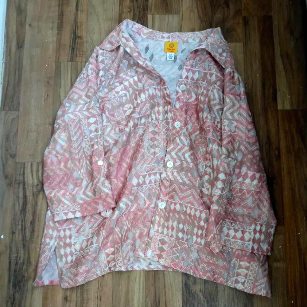 White and Light Pink Button Up Shirt